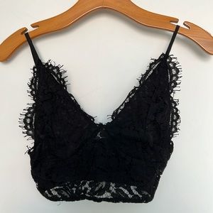 Black Lace Bralette Crop Top With Adjustable straps